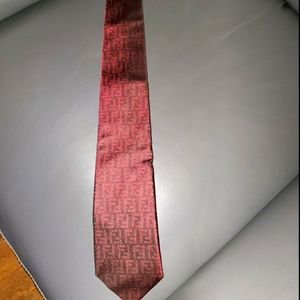 Mens Iconic Burgandy Fendi FF logo Tie